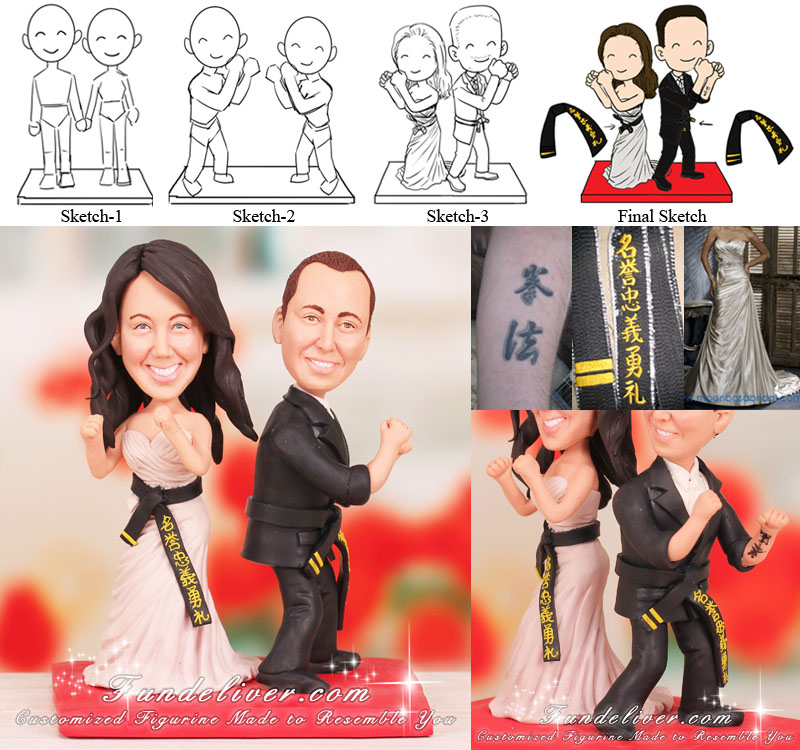 Martial Arts Artists Wedding Cake Toppers
